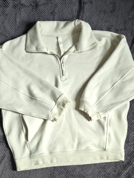 Lululemon Scuba Oversized Half-Zip Hoodie Bone White M/L Fleece Pullover Jacket - Picture 15 of 16